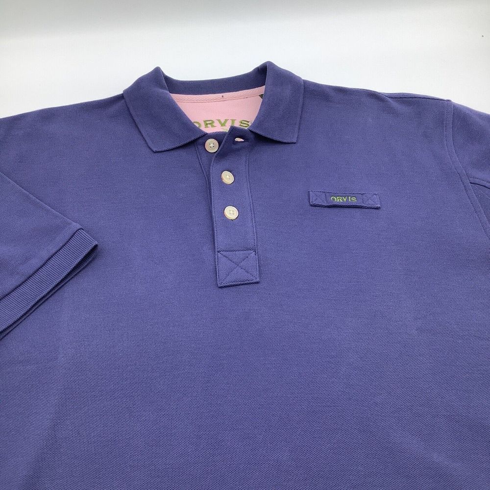 Orvis Mens Short Sleeve‎ Polo Blue Size Medium